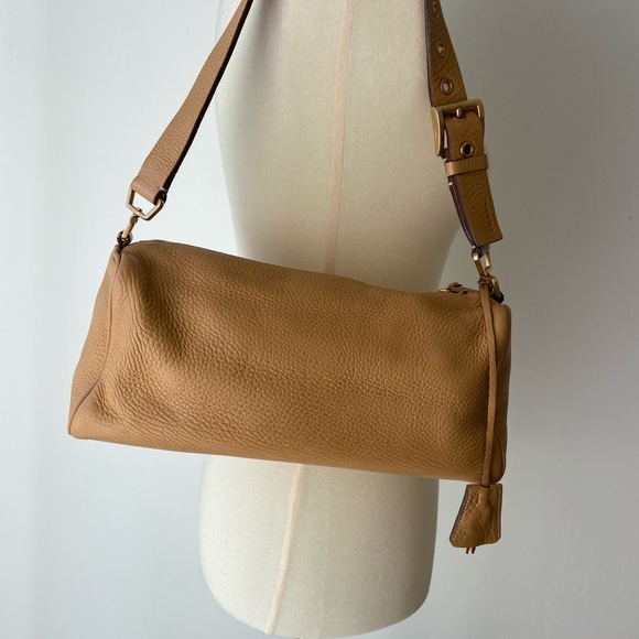 Prada Handbags - Stunning Prada Vintage Vitello Daino Box Shoulder Bag in camel pebble leather.